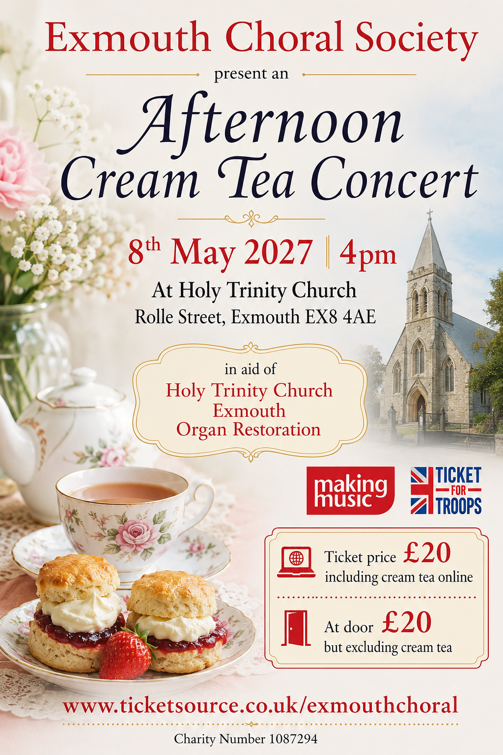 Afternoon Cream Tea Concert in aid of Holy Trinity Church Organ Afternoon Cream Tea Concert in aid of Holy Trinity Church Organ